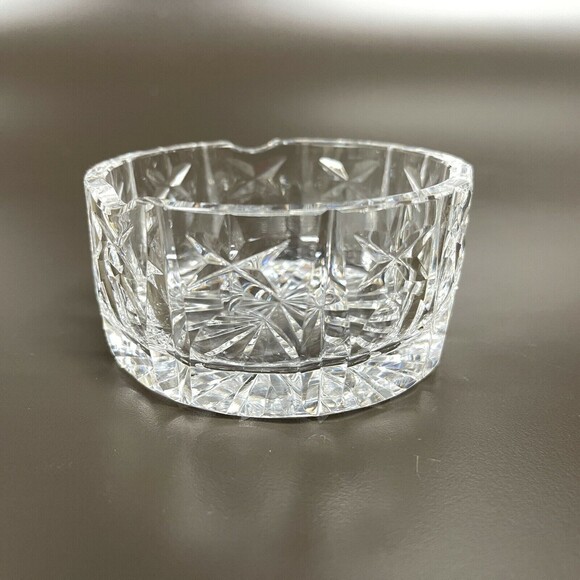 Crystal Glass Bowl Candle Holder Dish Trinket Ashtray 3 1/2" x 1 3/4" High - Picture 4 of 7